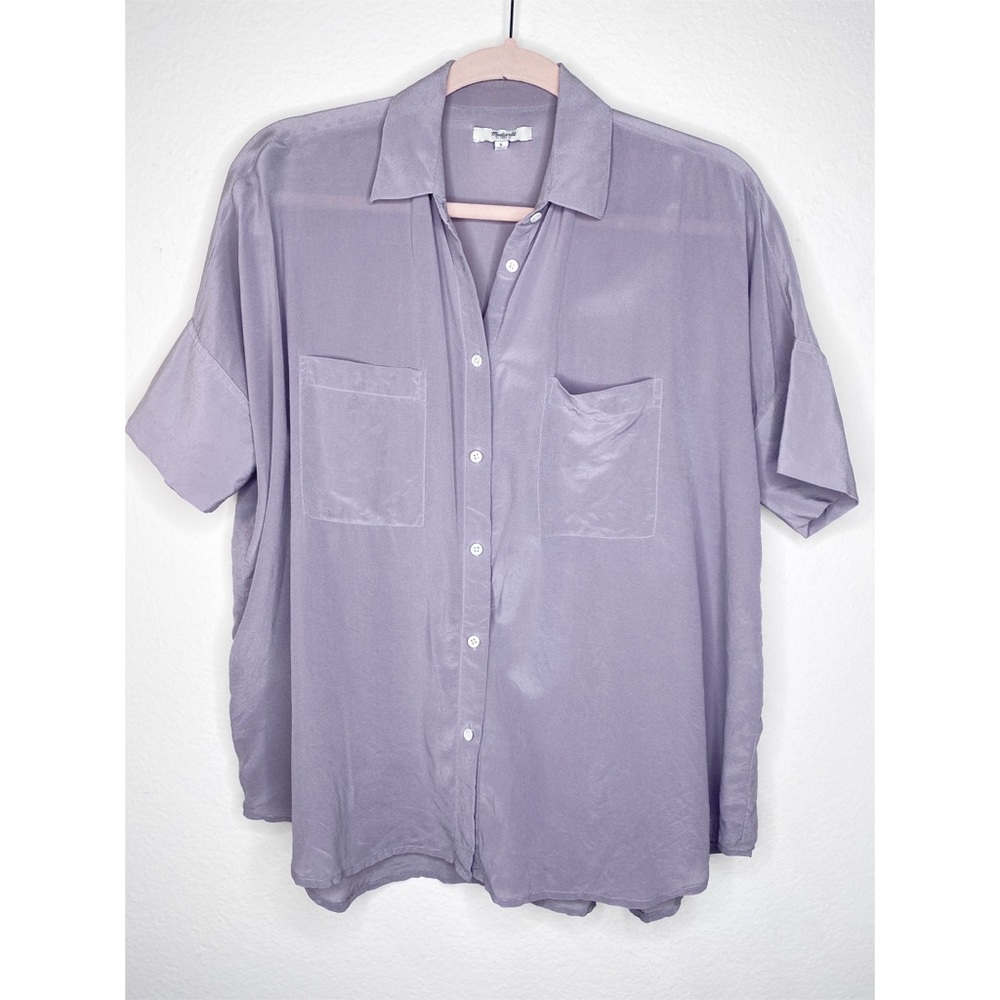 Madewell Silk Shirt Purple Courier Button Down